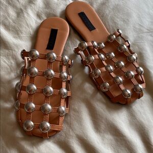 Amazing Tan and Silver Women's Sandals. 
COPY Alexander Wang